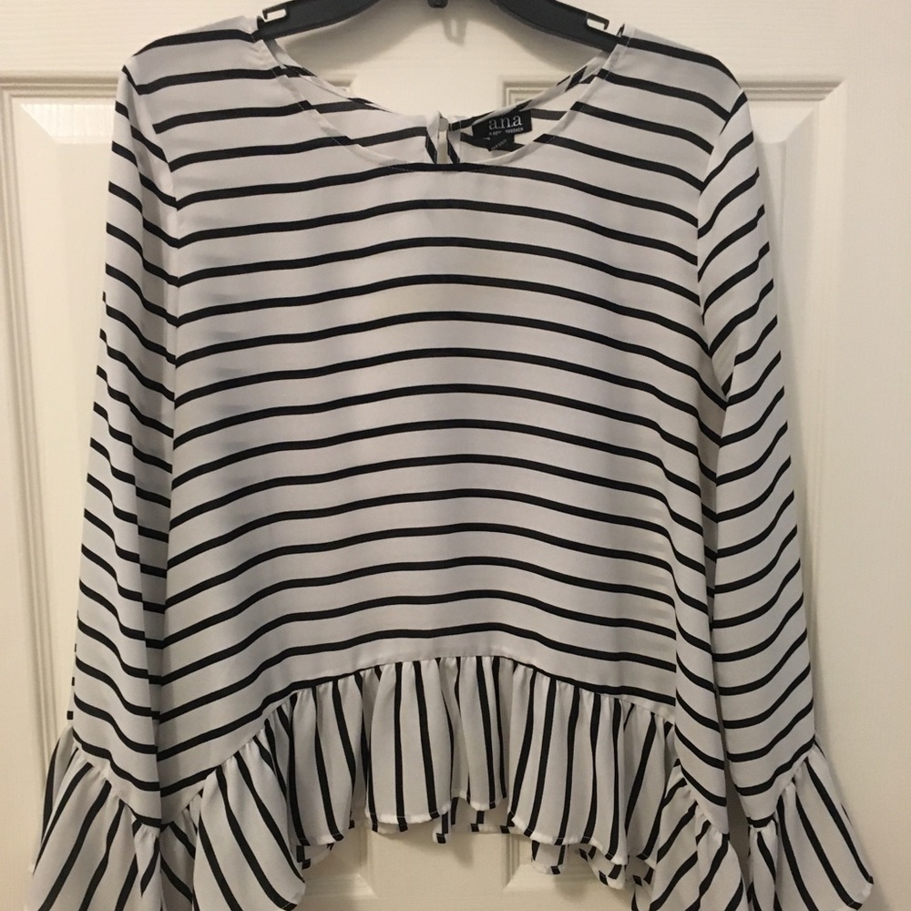 White and black peplum top